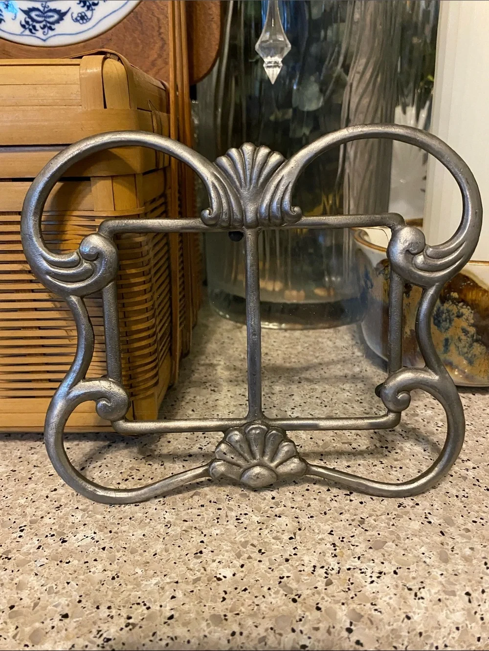 Ornate  Vintage Pewter Double Picture Frame